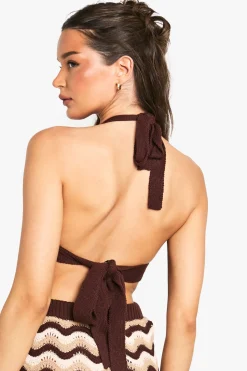 boohoo Bralette en crochet rayé<Femme Looks Chocolat|Pulls Et Gilets