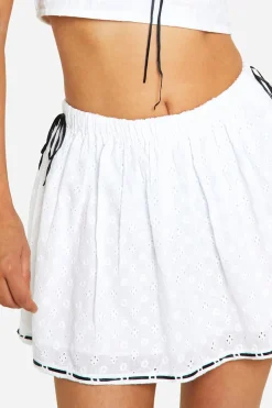 Broderie Contrast Bow Mini Skirt