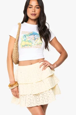 Broderie Ruffle Mini Skirt