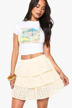 Broderie Ruffle Mini Skirt
