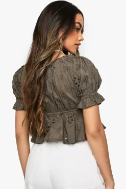 boohoo Broderie Smock Top<Femme Tops
