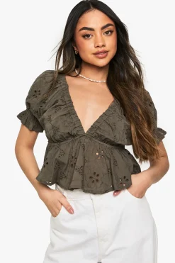boohoo Broderie Smock Top<Femme Tops