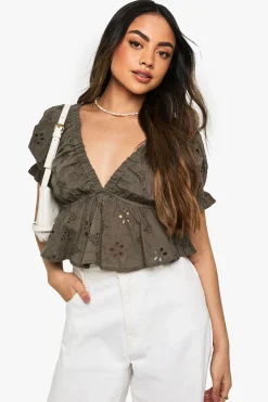boohoo Broderie Smock Top<Femme Tops