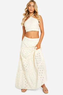Broderie Tie Back Crop Top