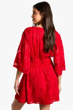 Burnout Floral Plunge Skater Dress