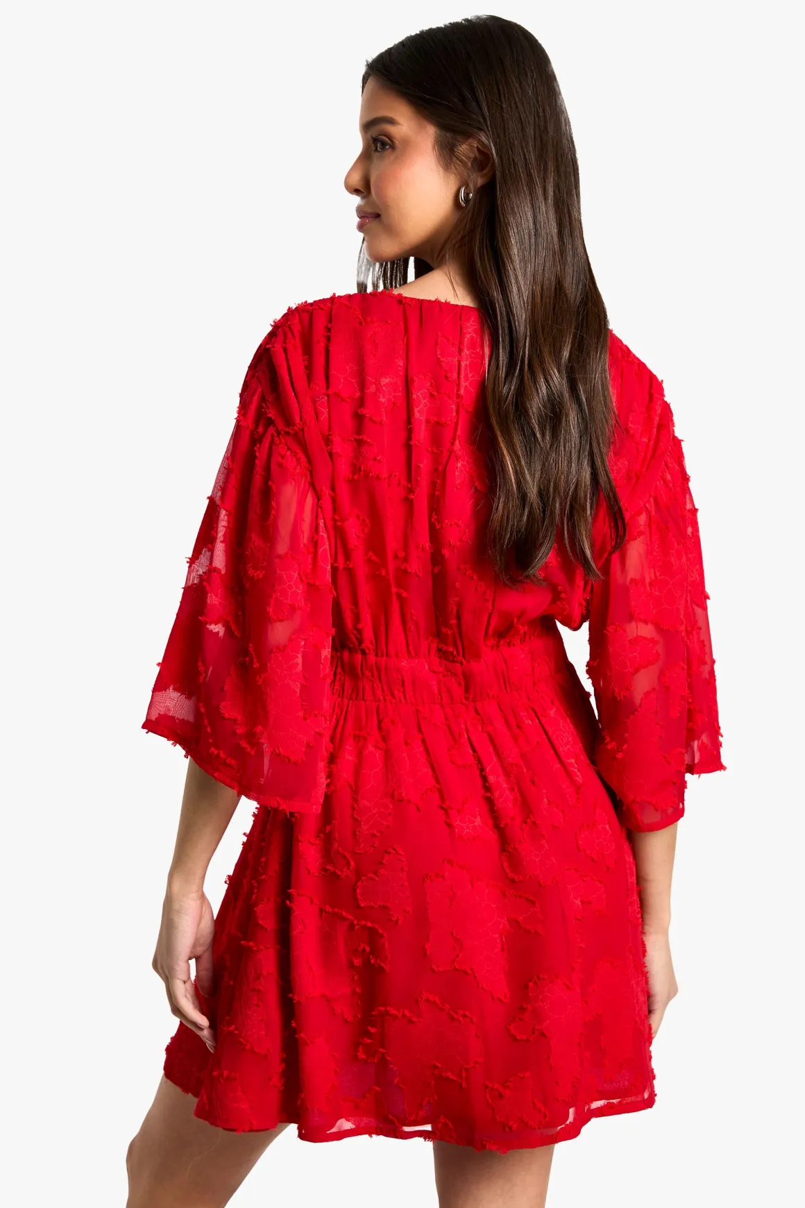 Burnout Floral Plunge Skater Dress