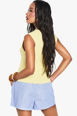 Button Front Rib Ribbed Tricoté Gilet à boutons sur le devant
