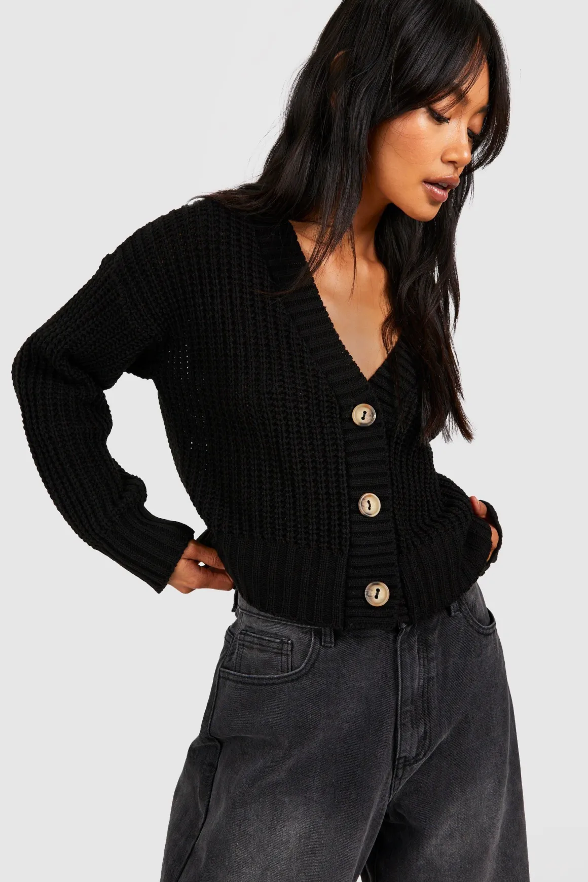 Button Through Crop Cardigan