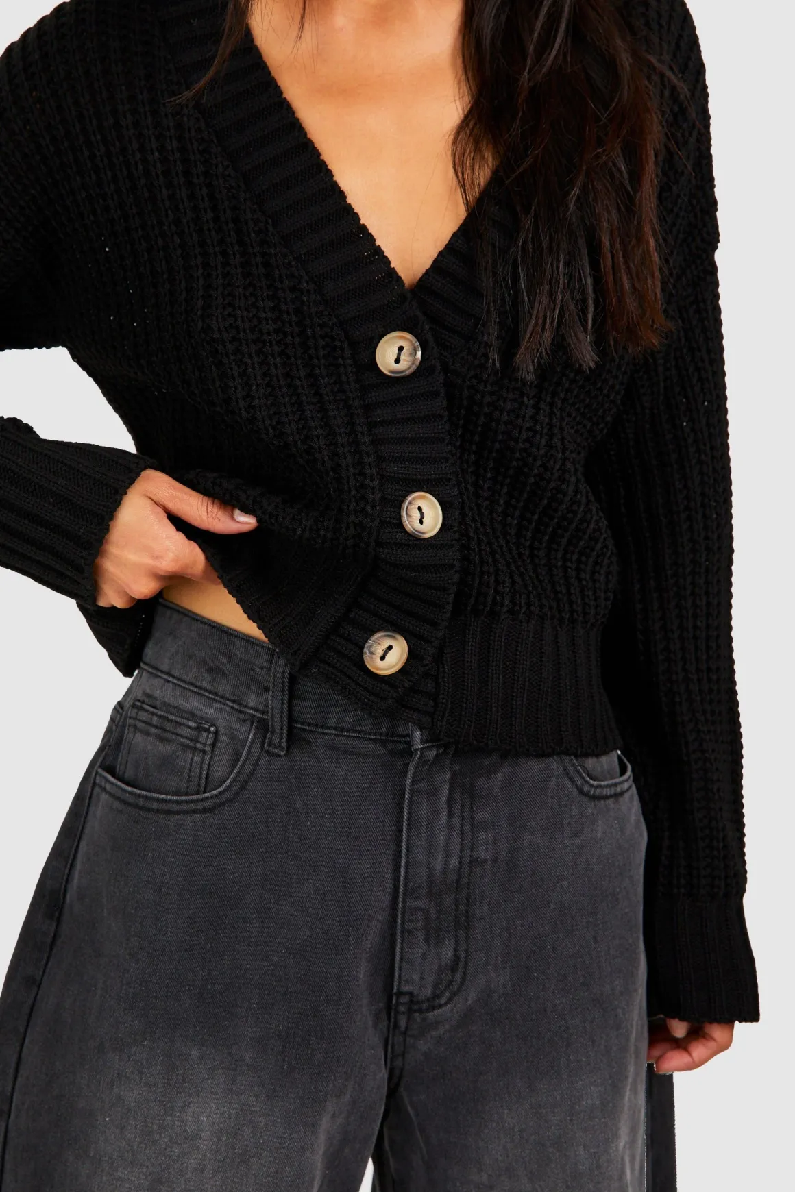 Button Through Crop Cardigan