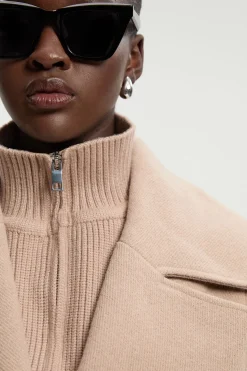 KarenMillen Caban Croisé Ajusté en Laine avec Col Tricoté Amovible<Femme Tailleurs|Manteaux Et Vestes D’Automne