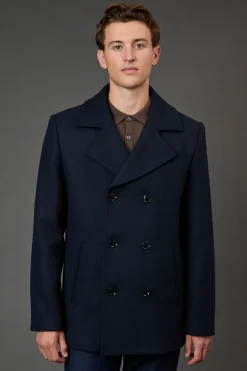 Burton Caban en Mélange de Laine Marine Signature<Homme Manteaux Et Vestes