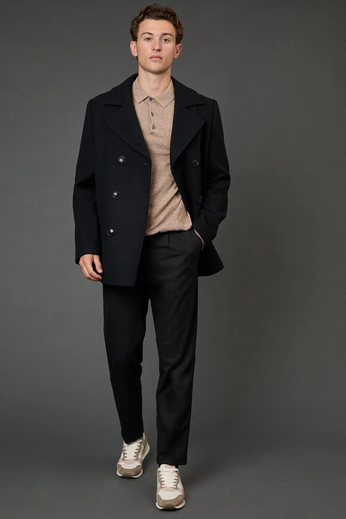 Caban Noir Signature en Mélange de Laine