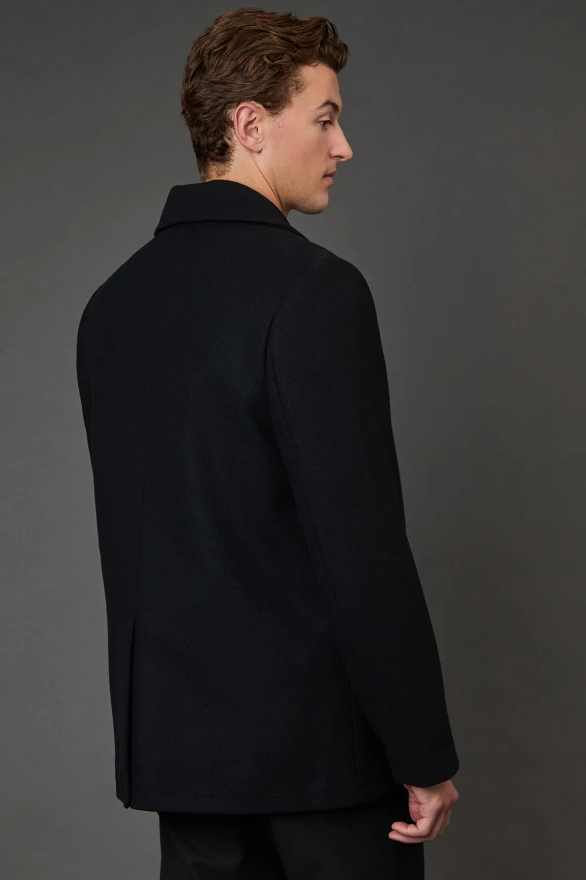 Caban Noir Signature en Mélange de Laine