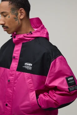 boohooMAN Cagoule À Casynthétiqueche Oversize En Nylon À Blocs De Couleur<Homme Manteaux Et Vestes