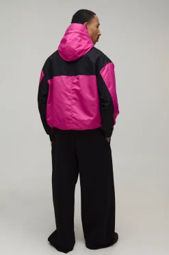 boohooMAN Cagoule À Casynthétiqueche Oversize En Nylon À Blocs De Couleur<Homme Manteaux Et Vestes