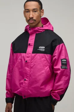 boohooMAN Cagoule À Casynthétiqueche Oversize En Nylon À Blocs De Couleur<Homme Manteaux Et Vestes