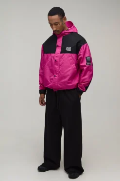 boohooMAN Cagoule À Casynthétiqueche Oversize En Nylon À Blocs De Couleur<Homme Manteaux Et Vestes