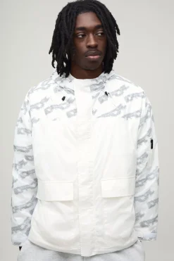 boohooMAN Cagoule À Casynthétiqueche Oversize Ample Avec Imprimé Réfléchissant<Homme Manteaux Et Vestes