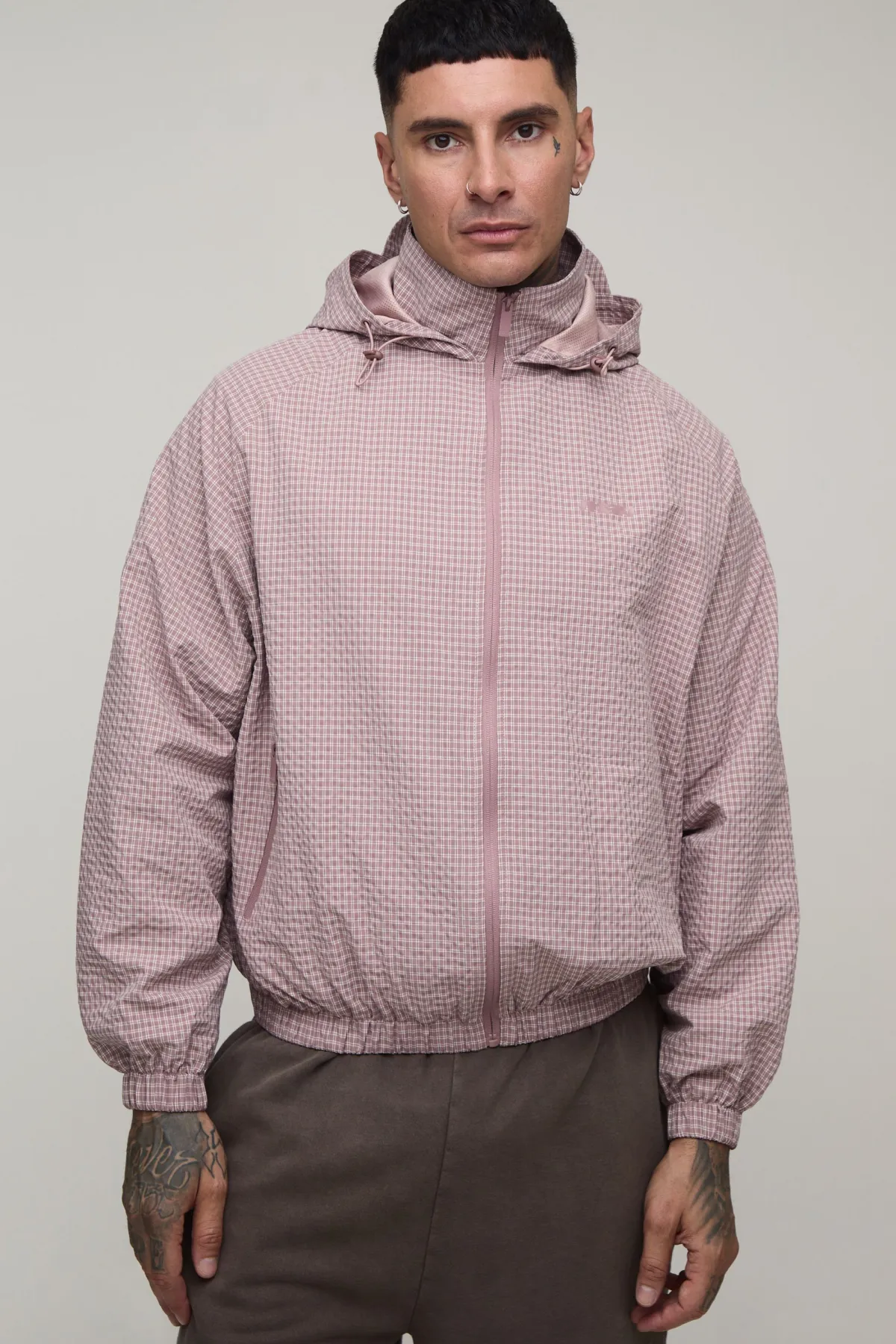 boohooMAN Cagoule À Casynthétiqueche Oversize Ample À Carreaux Avec Fermetures À Bascule Tall<Homme Tout Afficher|Vestes & Manteaux Tall