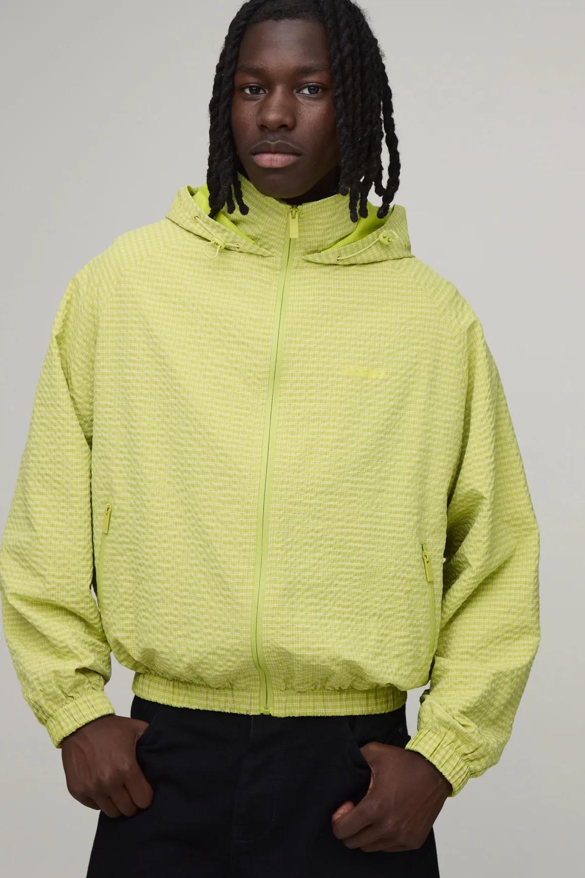 Cagoule À Casynthétiqueche Oversize Boxy À Carreaux Avec Toggles
