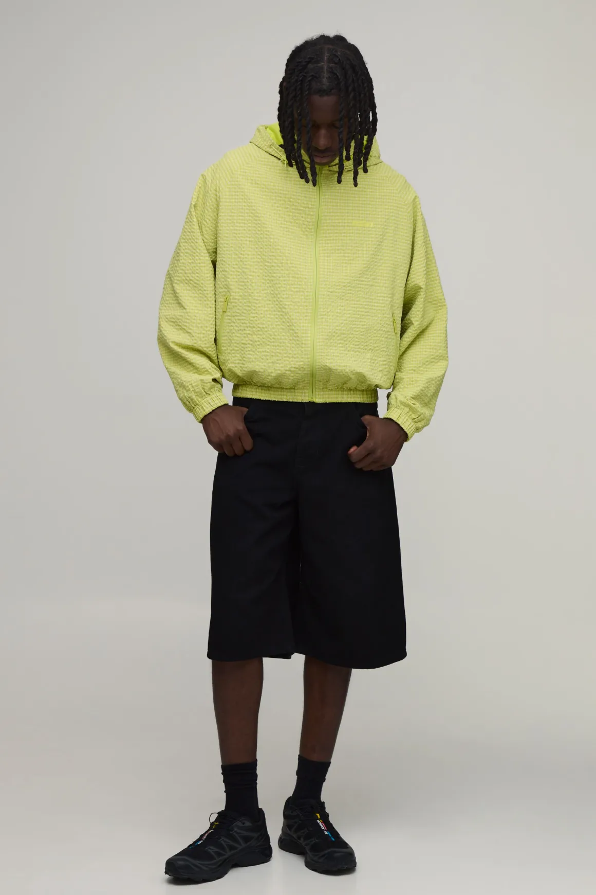 Cagoule À Casynthétiqueche Oversize Boxy À Carreaux Avec Toggles