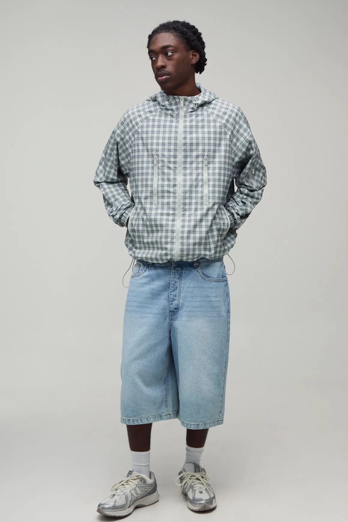 Cagoule À Casynthétiqueche Oversize Coupe Boxy Avec Insert Masque De Ski À Carreaux