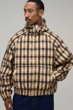 Cagoule À Casynthétiqueche Réversible En Sergé À Carreaux Coupe Ample Oversize