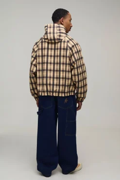 Cagoule À Casynthétiqueche Réversible En Sergé À Carreaux Coupe Ample Oversize