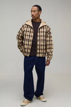 Cagoule À Casynthétiqueche Réversible En Sergé À Carreaux Coupe Ample Oversize