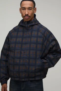 Cagoule À Casynthétiqueche Réversible En Sergé À Carreaux Coupe Ample Oversize