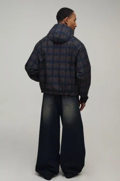 Cagoule À Casynthétiqueche Réversible En Sergé À Carreaux Coupe Ample Oversize