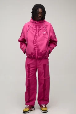 boohooMAN Cagoule À Casynthétiqueche Surdimensionnée Boxy Avec Passepoil Réfléchissant Squelette<Homme Manteaux Et Vestes