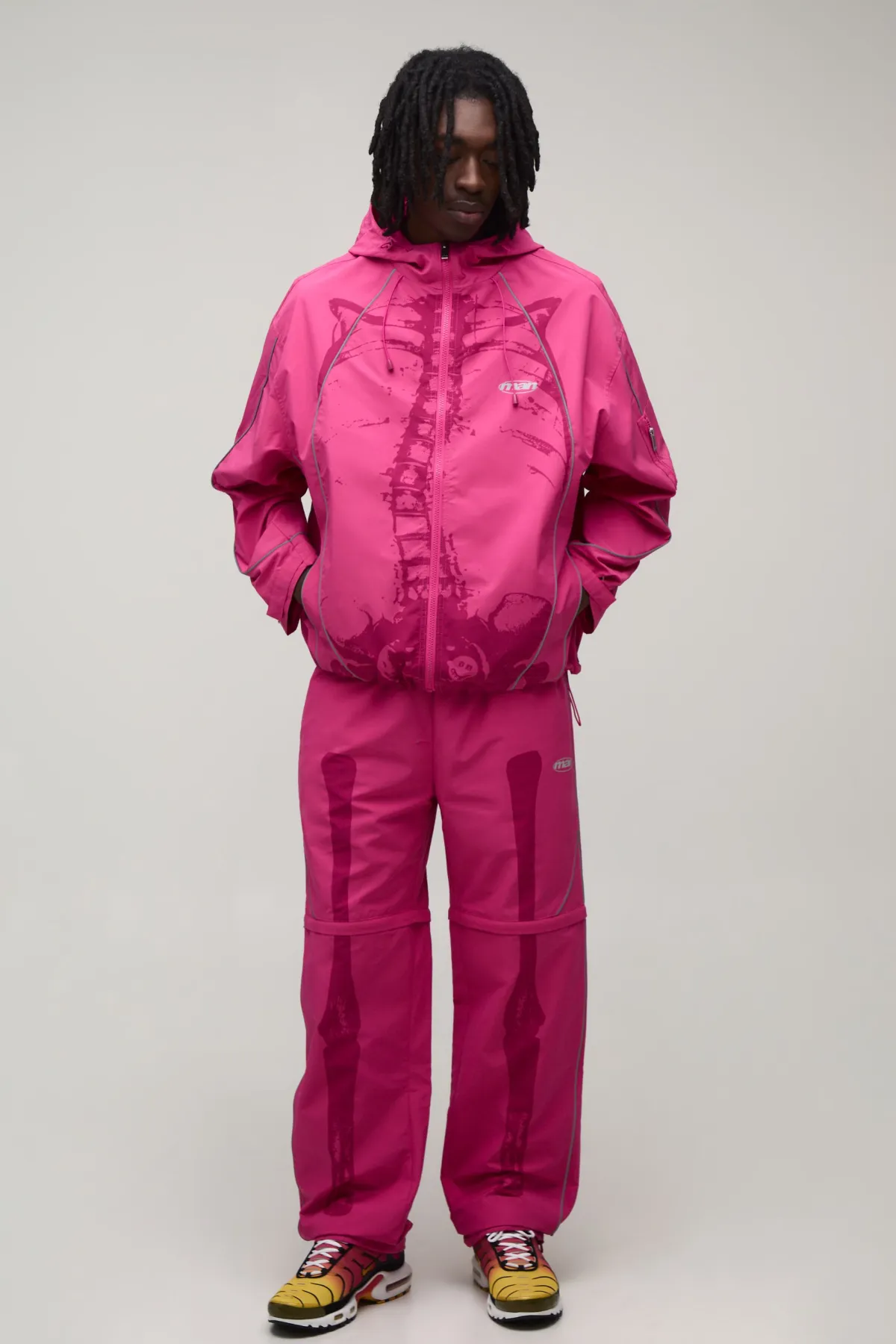 boohooMAN Cagoule À Casynthétiqueche Surdimensionnée Boxy Avec Passepoil Réfléchissant Squelette<Homme Manteaux Et Vestes