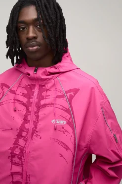boohooMAN Cagoule À Casynthétiqueche Surdimensionnée Boxy Avec Passepoil Réfléchissant Squelette<Homme Manteaux Et Vestes