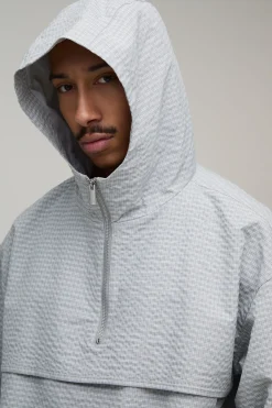 boohooMAN Cagoule À Casynthétiqueche Surdimensionnée Avec Zip ¼ Et Motif Carreaux<Homme Manteaux Et Vestes