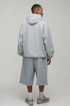 boohooMAN Cagoule À Casynthétiqueche Surdimensionnée Avec Zip ¼ Et Motif Carreaux<Homme Manteaux Et Vestes