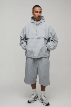 boohooMAN Cagoule À Casynthétiqueche Surdimensionnée Avec Zip ¼ Et Motif Carreaux<Homme Manteaux Et Vestes