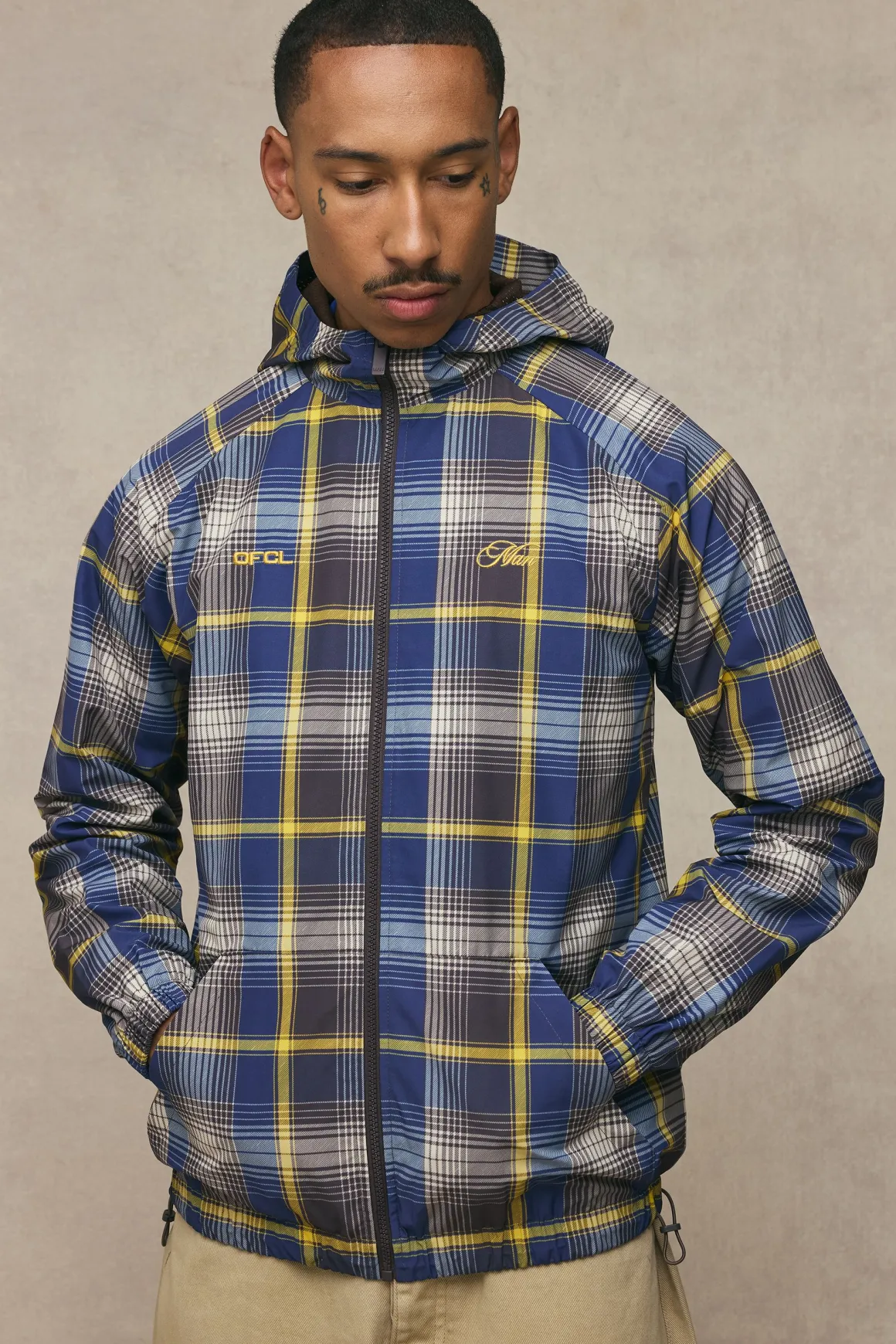 Cagoule Homme Coupe Regular À Carreaux Siglée
