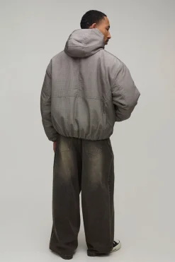 Cagoule Matelassée À Casynthétiqueche Oversize À Carreaux