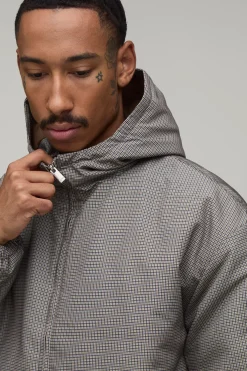 Cagoule Matelassée À Casynthétiqueche Oversize À Carreaux