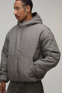 Cagoule Matelassée À Casynthétiqueche Oversize À Carreaux