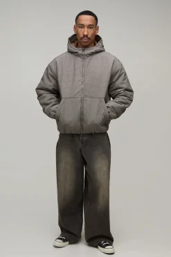 Cagoule Matelassée À Casynthétiqueche Oversize À Carreaux