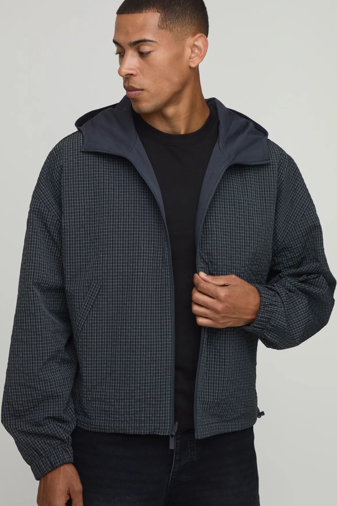 Cagoule Réversible À Carreaux Coupe Ample Avec Casynthétiqueche