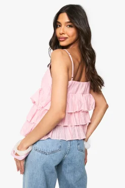 Cami froissée à volants superposés