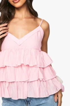 Cami froissée à volants superposés