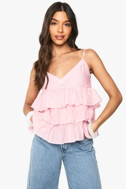 Cami froissée à volants superposés