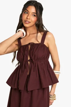 Cami smock en popeline froncée