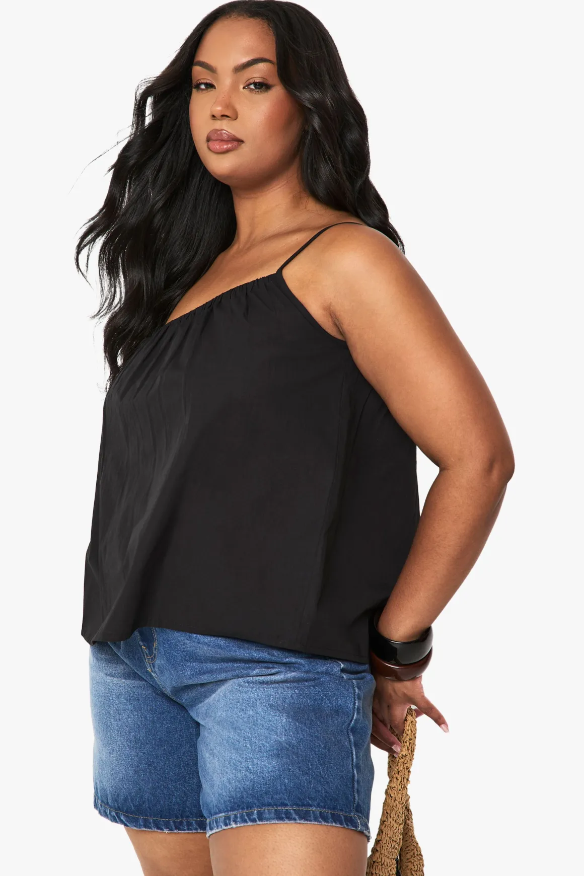 Camisole asymétrique en popeline de coton grande taille