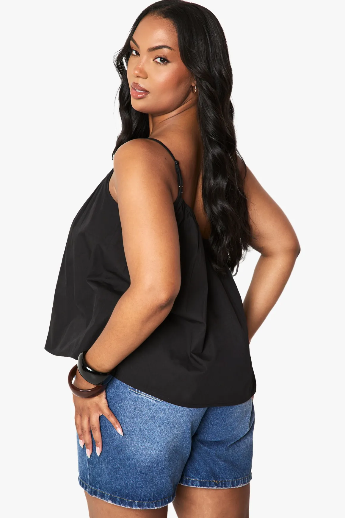 Camisole asymétrique en popeline de coton grande taille