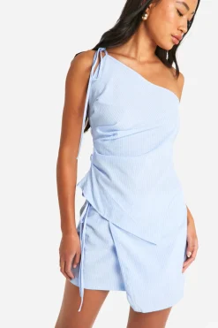 Camisole asymétrique à rayures froncée
